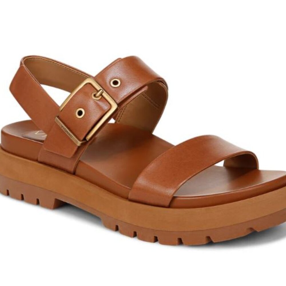 Vionic Women’s Tan Leather Buckle Platform Sandals